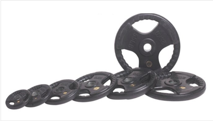 NF-G07 3 Holes Black Rubber Coated Olympic Plate