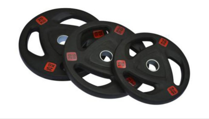 NF-G07A 3 Holes Black Rubber Coated Olympic Plate